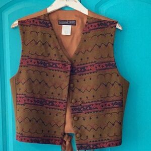 ⚜️ 100% WOOL VEST Herman Geist Sz MEDIUM TOBACCO EMBROIDERED EPLC